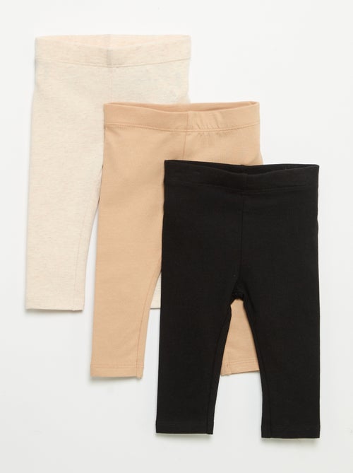 Pack de 3 leggings lisos de jersey - Kiabi Pack de 3 leggings lisos de jersey - Kiabi