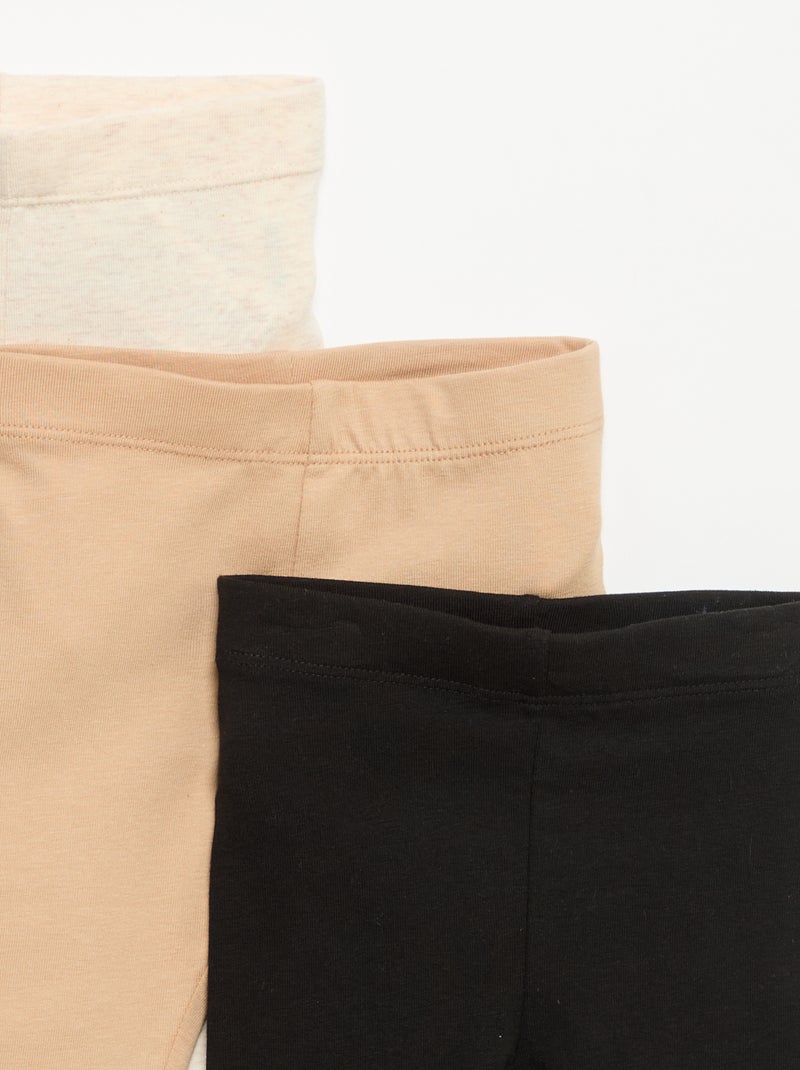 Pack de 3 leggings lisos de jersey Negro - Kiabi