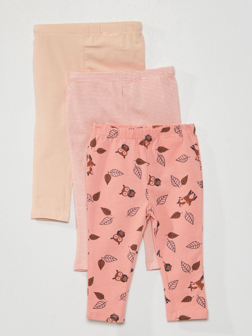 Pack de 3 leggings rosa - Kiabi