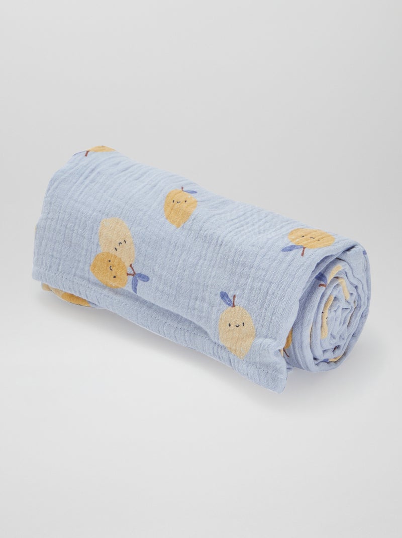 Pack de 3 muselinas - 2 de 60 x 60 y 1 de 100 x 120 cm AZUL - Kiabi