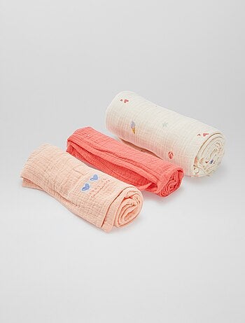 Pack de 3 muselinas - 2 de 60 x 60 y 1 de 100 x 120 cm
