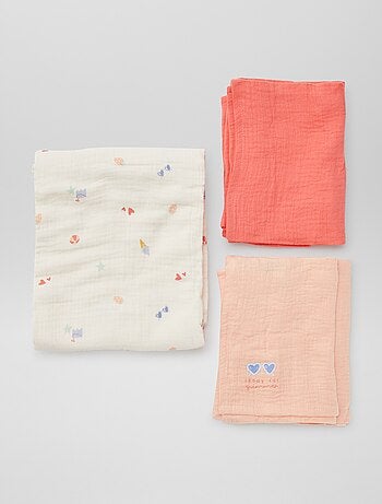 Pack de 3 muselinas - 2 de 60 x 60 y 1 de 100 x 120 cm