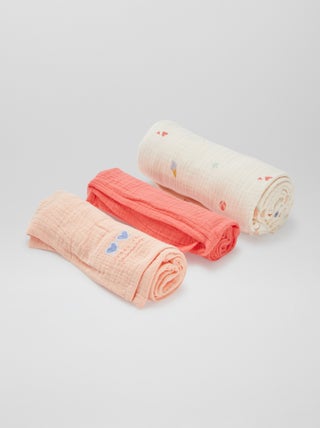 Pack de 3 muselinas - 2 de 60 x 60 y 1 de 100 x 120 cm
