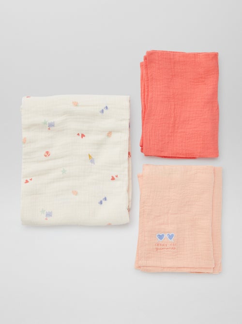 Pack de 3 muselinas - 2 de 60 x 60 y 1 de 100 x 120 cm - Kiabi