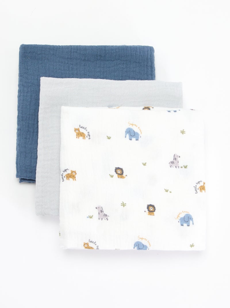Pack de 3 muselinas Azul - Kiabi