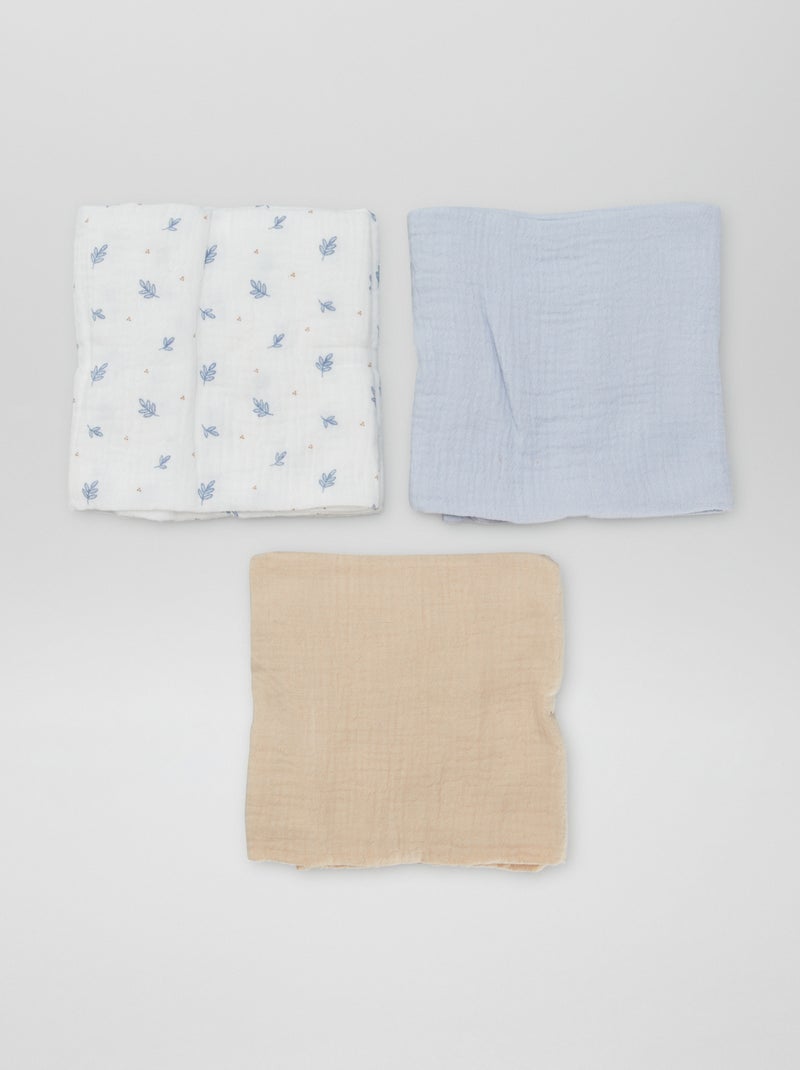 Pack de 3 muselinas de algodón BLANCO - Kiabi