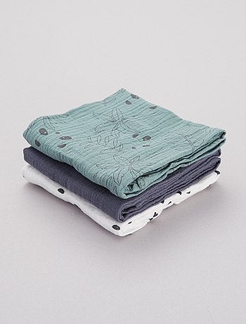 Pack de 3 muselinas de algodón orgánico - Kiabi