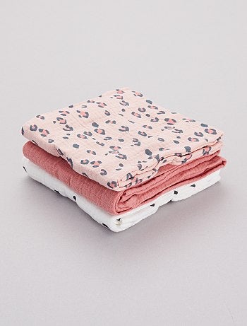 Pack de 3 muselinas de algodón orgánico - Kiabi