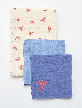 Pack de 3 muselinas de gasa de algodón