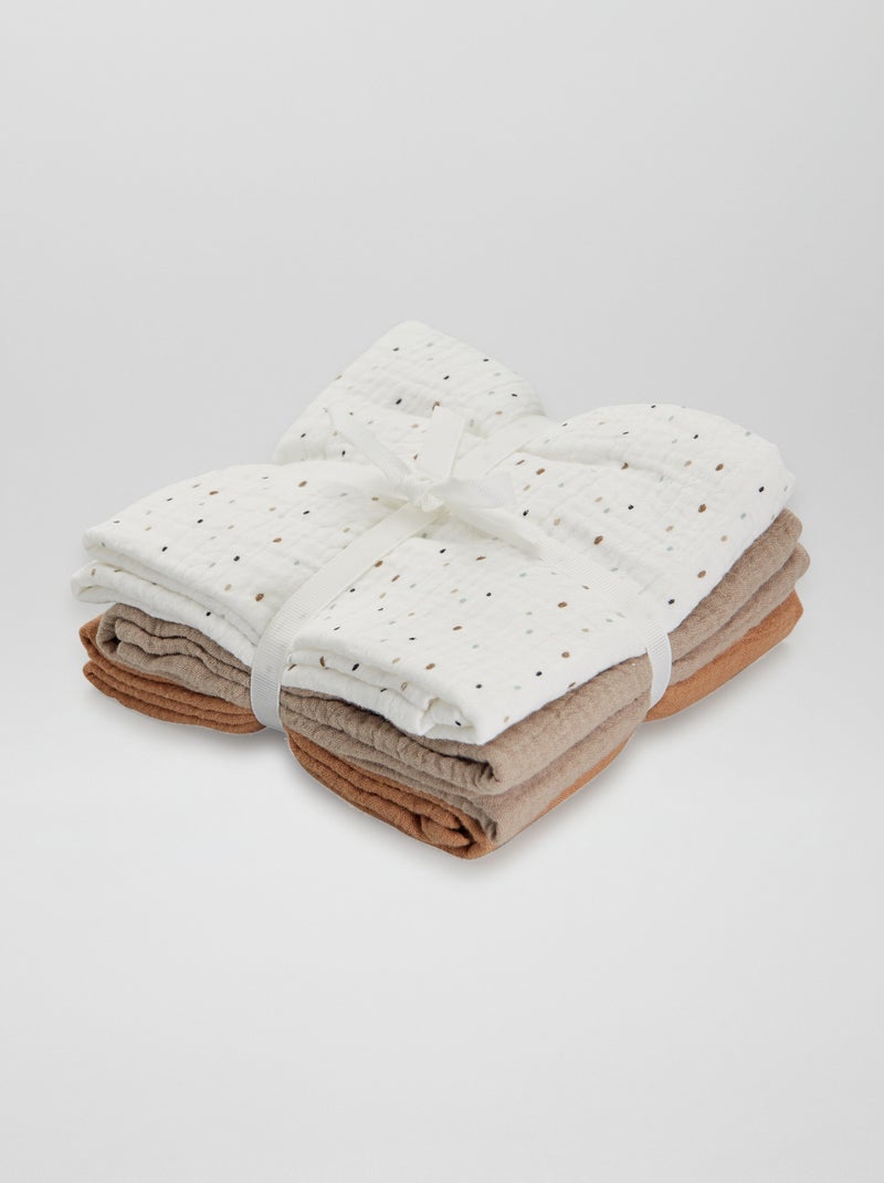 Pack de 3 muselinas de gasa de algodón BLANCO - Kiabi