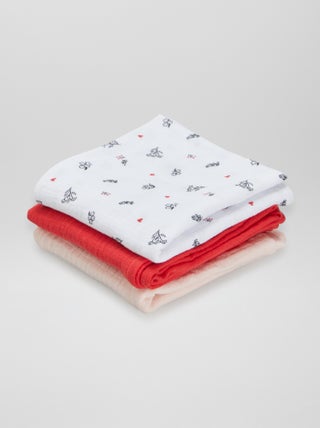 Pack de 3 muselinas de gasa de algodón