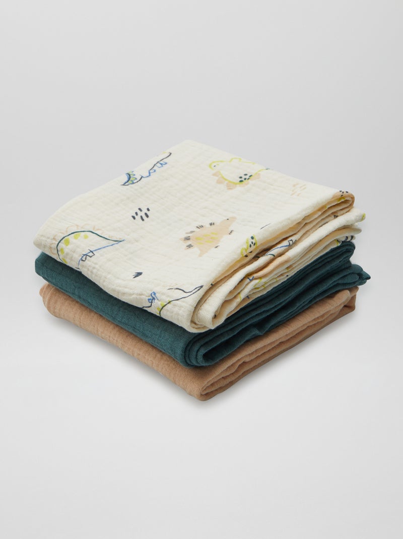Pack de 3 muselinas de gasa de algodón BLANCO - Kiabi