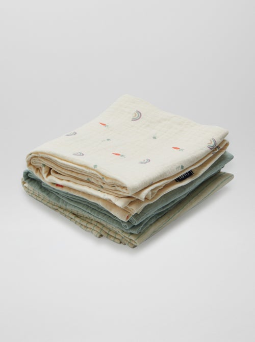 Pack de 3 muselinas de gasa de algodón - Kiabi