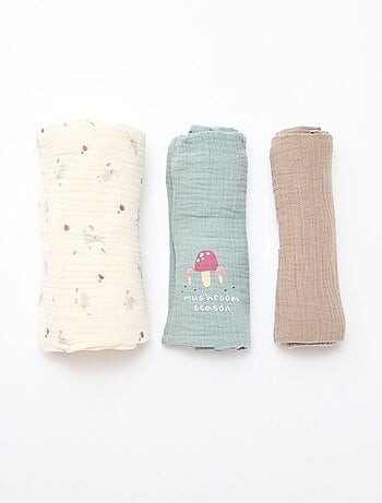 Pack de 3 muselinas de gasa de algodón