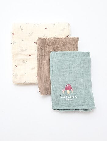 Pack de 3 muselinas de gasa de algodón