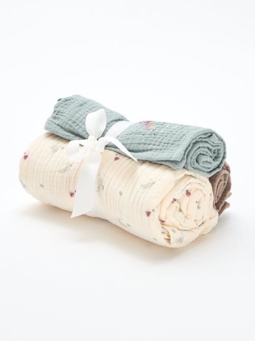 Pack de 3 muselinas de gasa de algodón - Kiabi