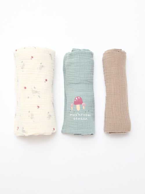 Pack de 3 muselinas de gasa de algodón - Kiabi