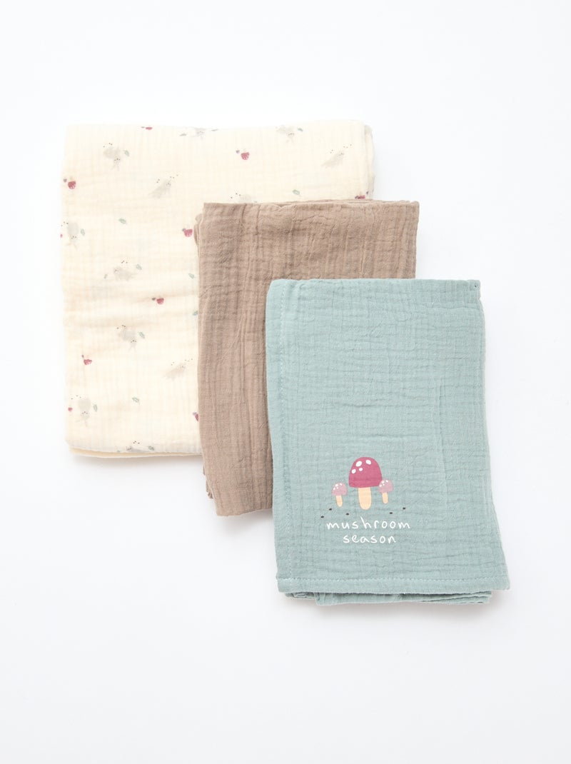 Pack de 3 muselinas de gasa de algodón Blanco - Kiabi