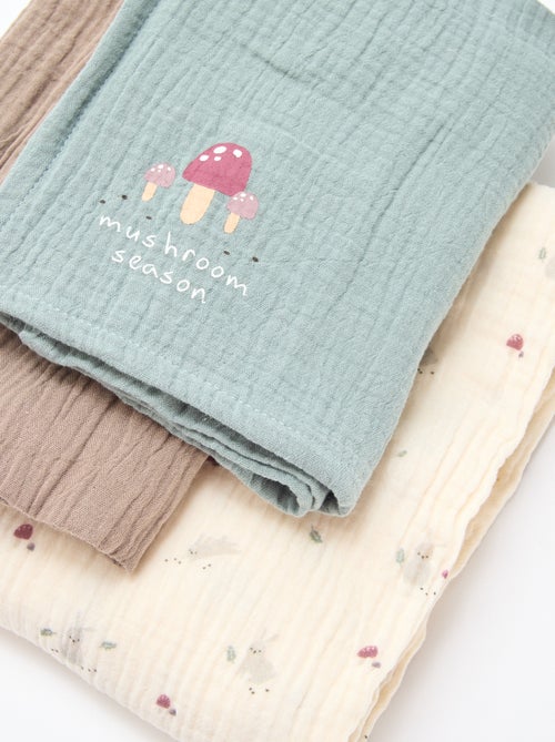 Pack de 3 muselinas de gasa de algodón - Kiabi