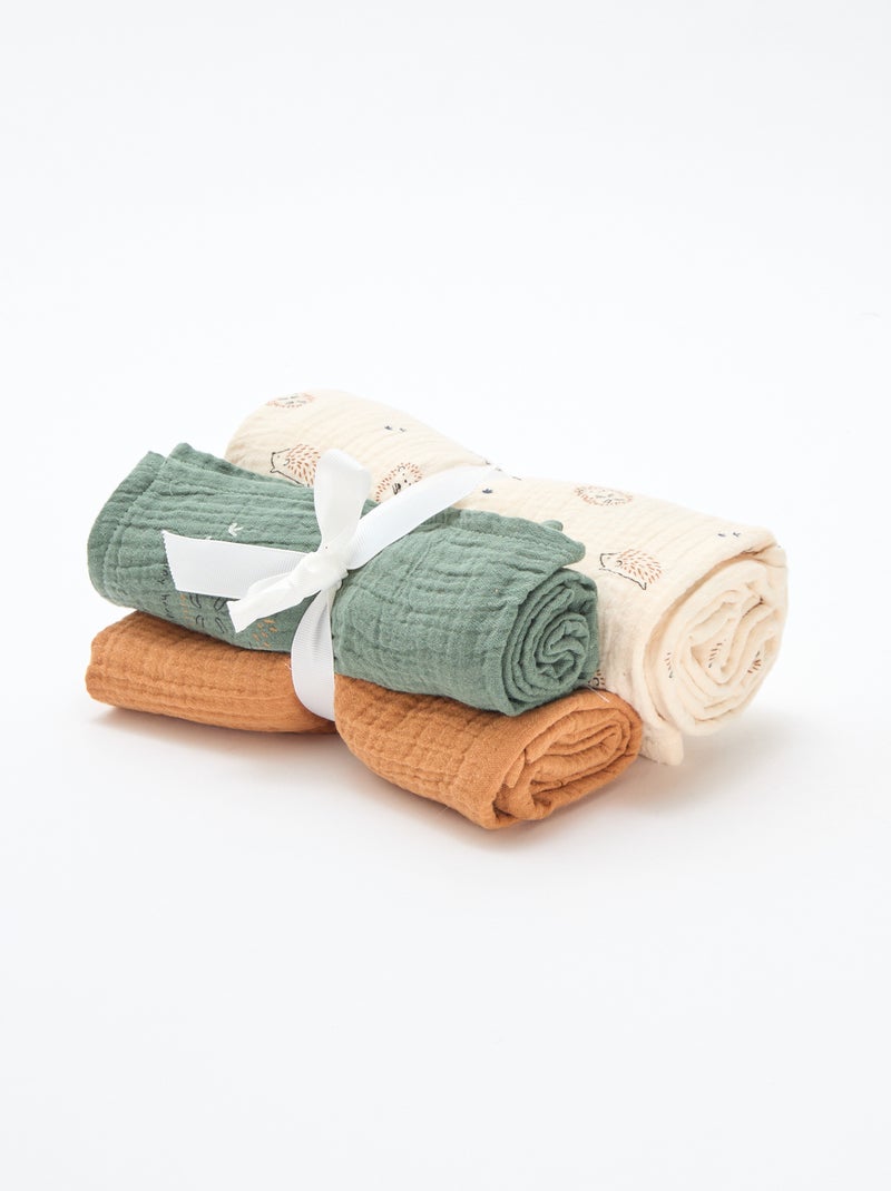 Pack de 3 muselinas de gasa de algodón Blanco - Kiabi