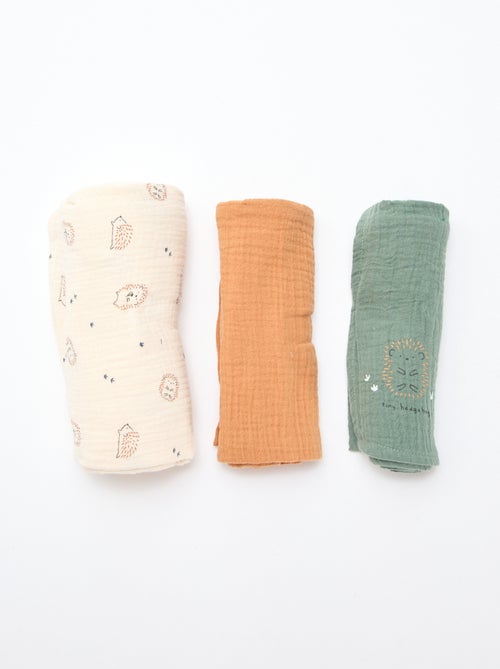 Pack de 3 muselinas de gasa de algodón - Kiabi