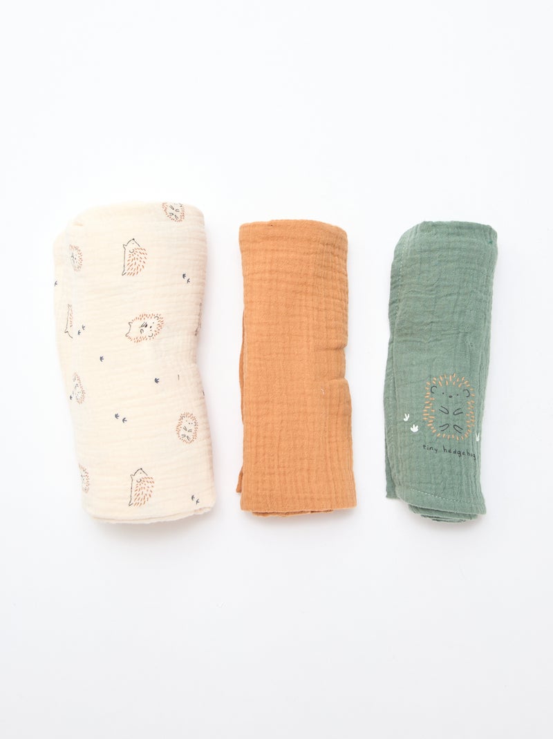 Pack de 3 muselinas de gasa de algodón Blanco - Kiabi