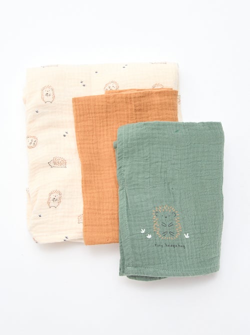 Pack de 3 muselinas de gasa de algodón - Kiabi