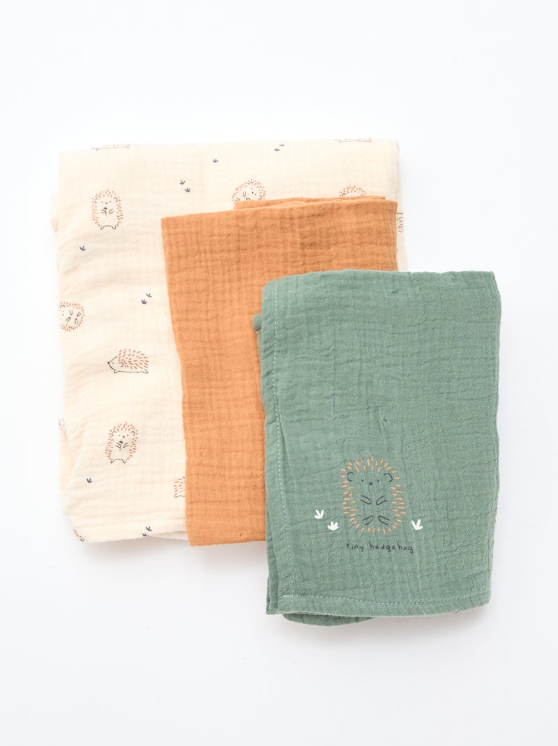 Pack de 3 muselinas de gasa de algodón Blanco - Kiabi