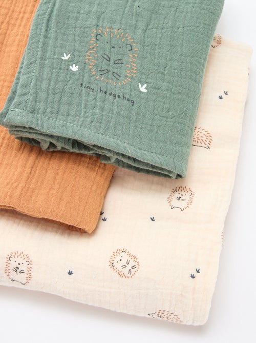 Pack de 3 muselinas de gasa de algodón - Kiabi