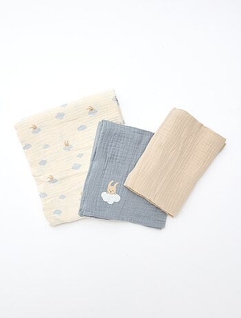 Pack de 3 muselinas de gasa de algodón