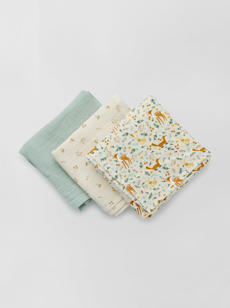 Pack de 3 muselinas de gasa de algodón BLANCO - Kiabi