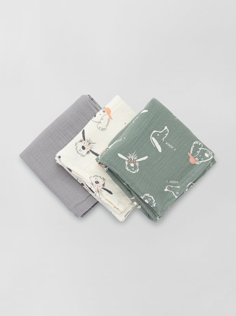 Pack de 3 muselinas de gasa de algodón BLANCO - Kiabi