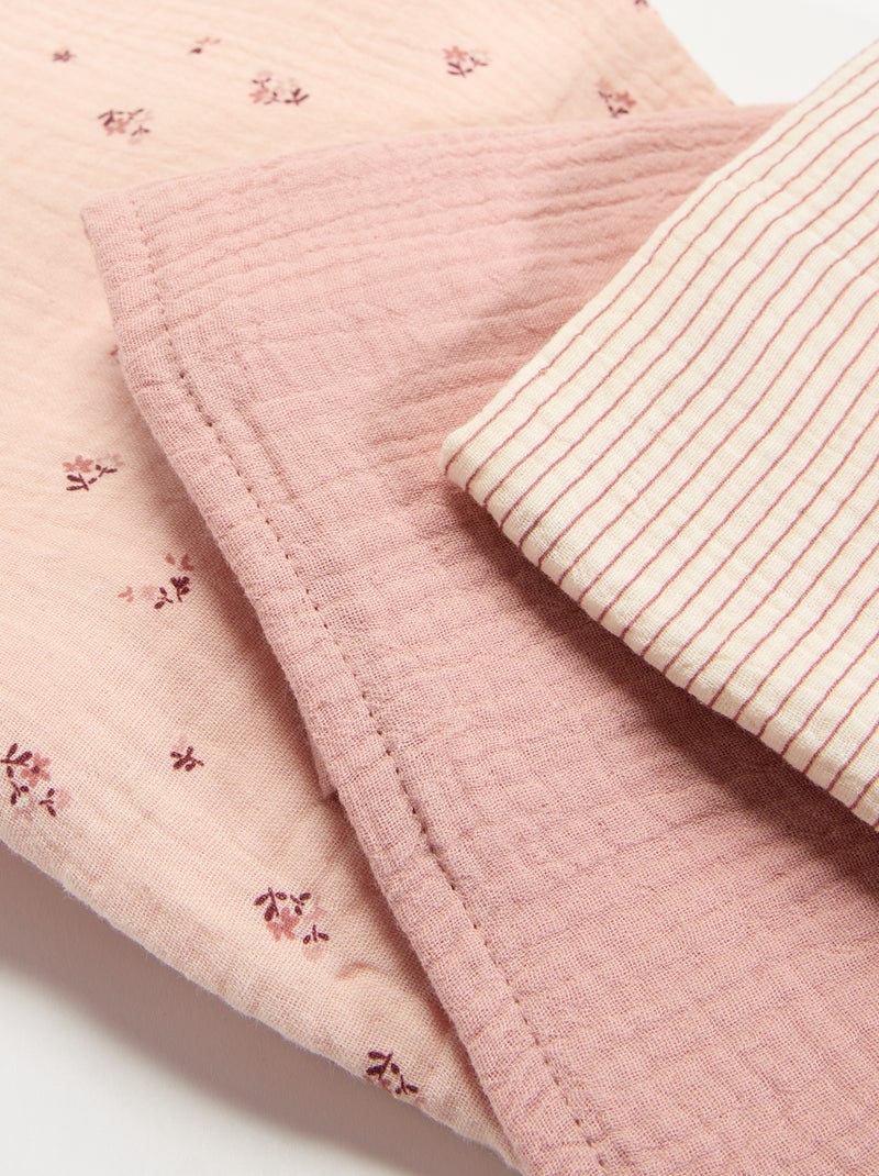 Pack de 3 muselinas de gasa de algodón Rosa - Kiabi