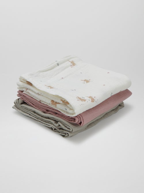 Pack de 3 muselinas estampadas - Kiabi