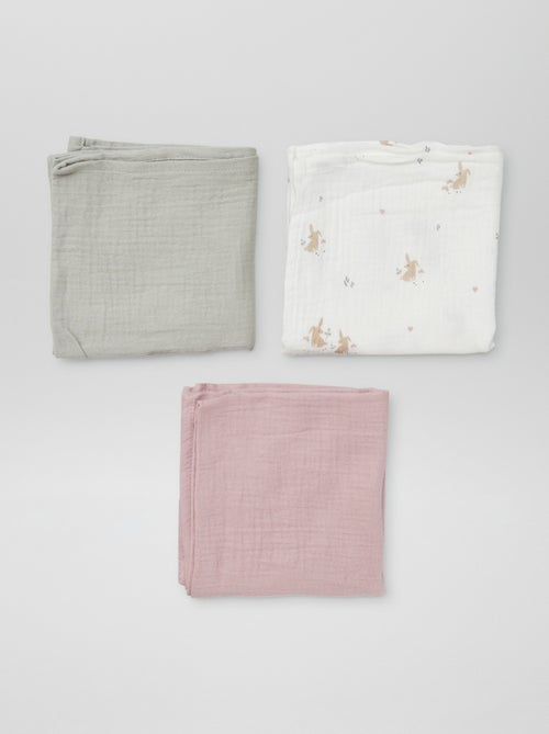 Pack de 3 muselinas estampadas - Kiabi