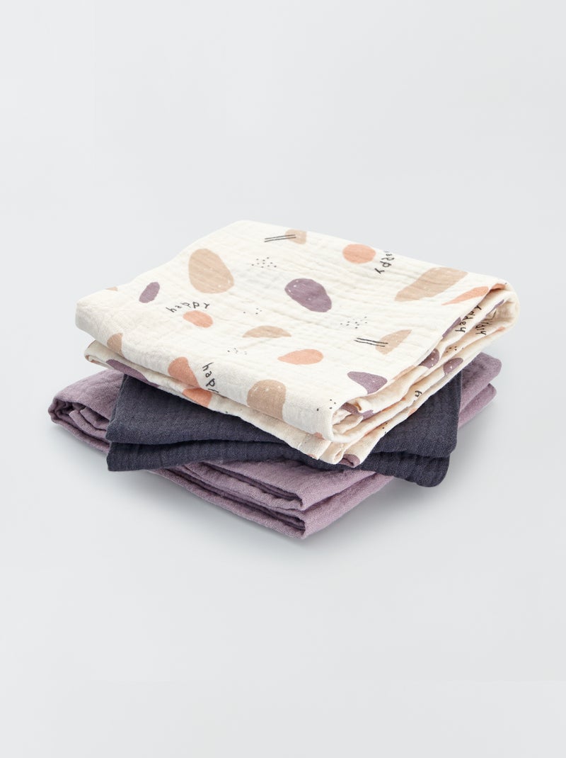 Pack de 3 muselinas lisas y estampadas BLANCO - Kiabi