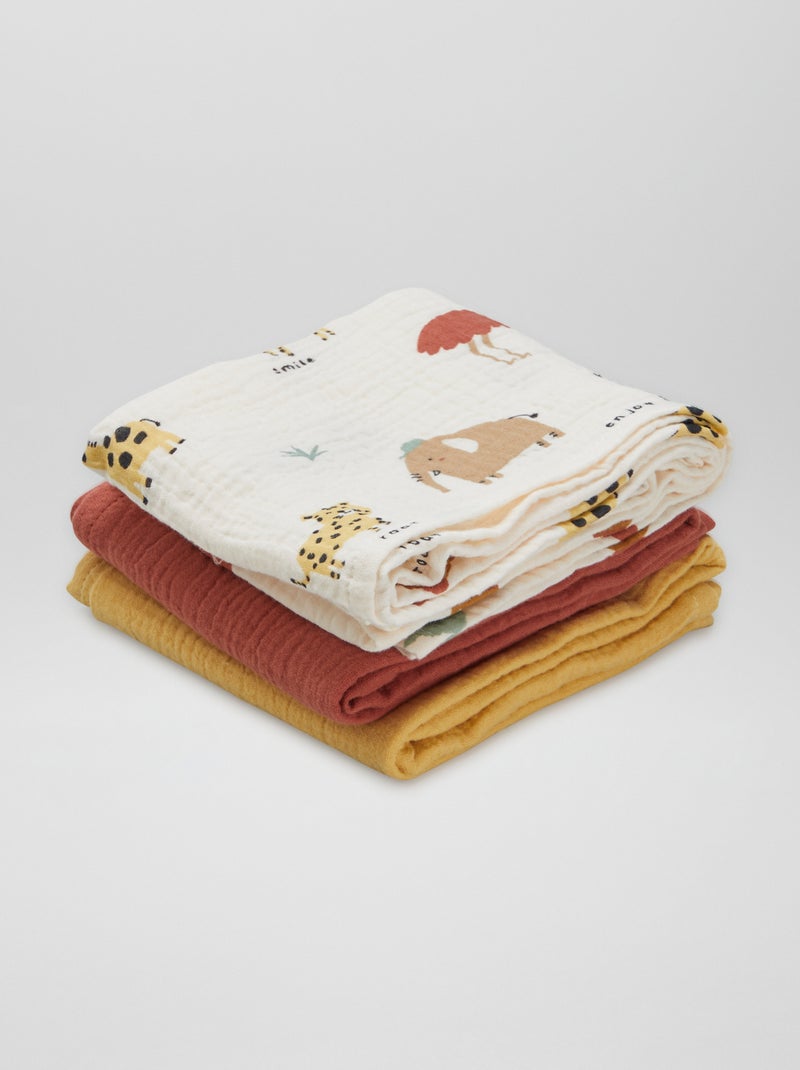 Pack de 3 muselinas para bebé BEIGE - Kiabi