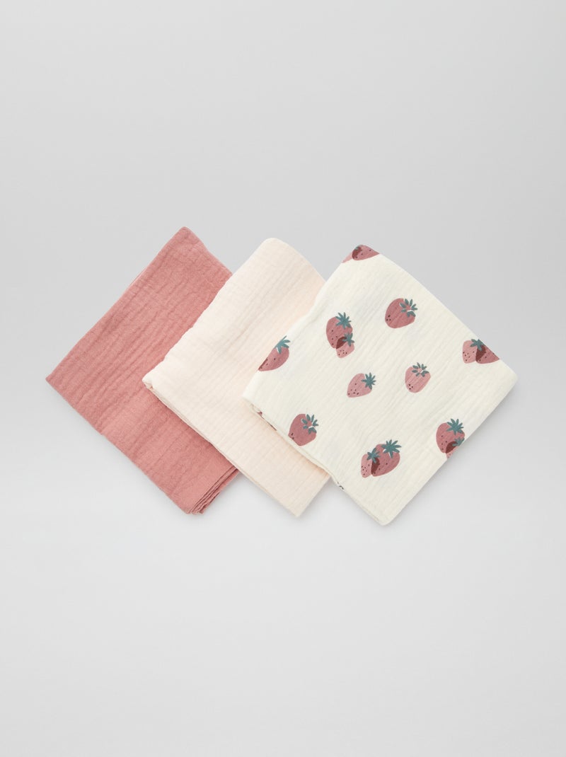 Pack de 3 muselinas para bebé BLANCO - Kiabi