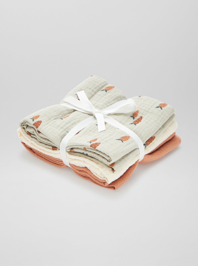 Pack de 3 muselinas para bebé KAKI - Kiabi