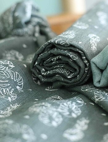 Pack de 3 pañales de muselina para bebé con estampado de hojas