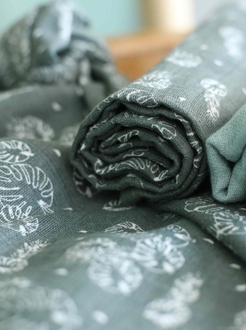 Pack de 3 pañales de muselina para bebé con estampado de hojas Verde - Kiabi