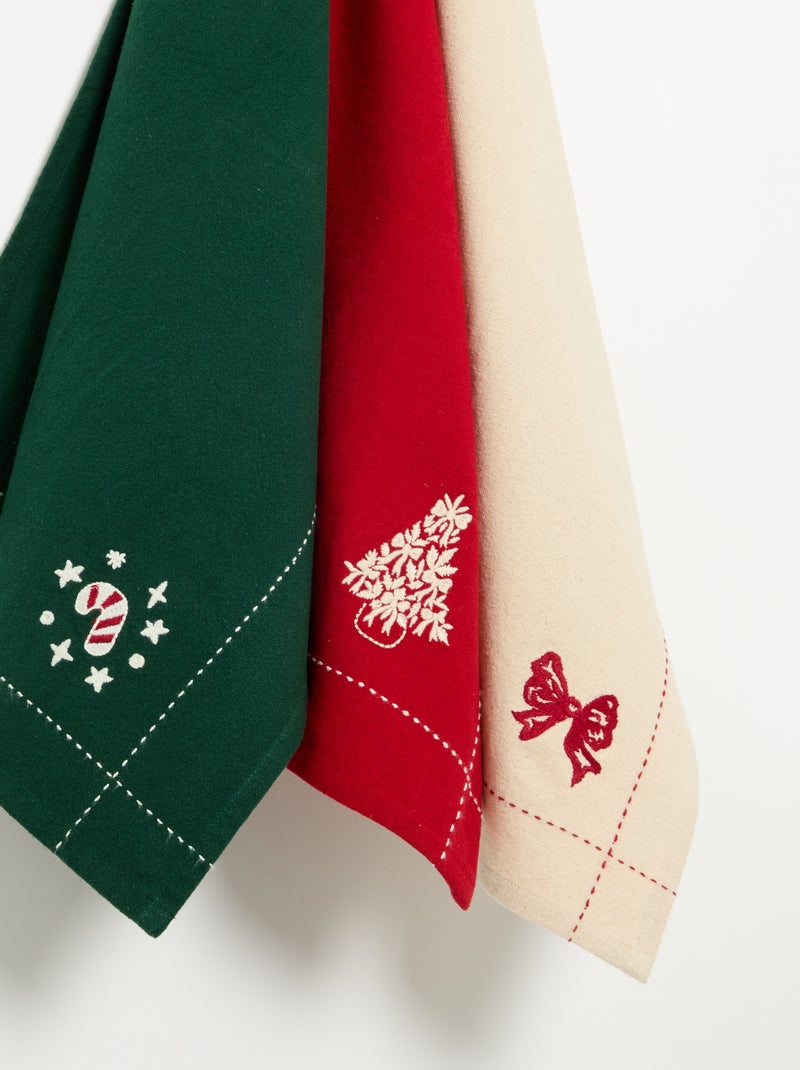 Pack de 3 paños de cocina navideños - KIABI Home Rojo - Kiabi