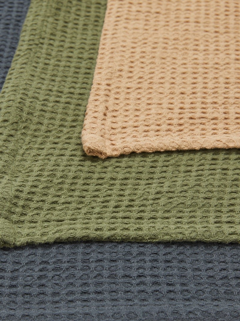 Pack de 3 paños de cocina rectangulares de nido de abeja VERDE - Kiabi