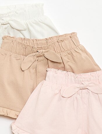 Pack de 3 Pantalón cortos lisos con volantes
