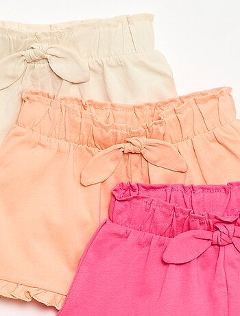 Pack de 3 Pantalón cortos lisos con volantes