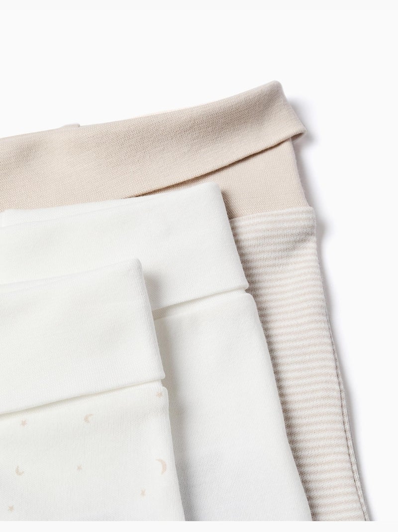 Pack de 3 pantalones con pies de algodón Blanco - Kiabi