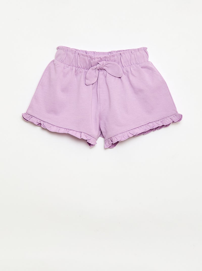 Pack de 3 pantalones cortos lisos con volantes Purpura - Kiabi