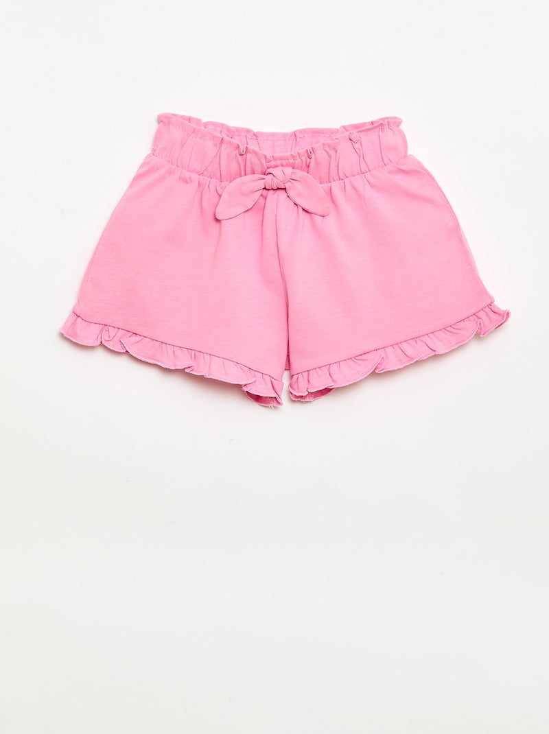 Pack de 3 pantalones cortos lisos con volantes Purpura - Kiabi