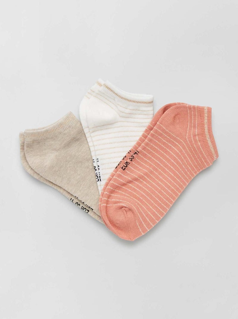 Pack de 3 pares calcetines fantasía beige - Kiabi