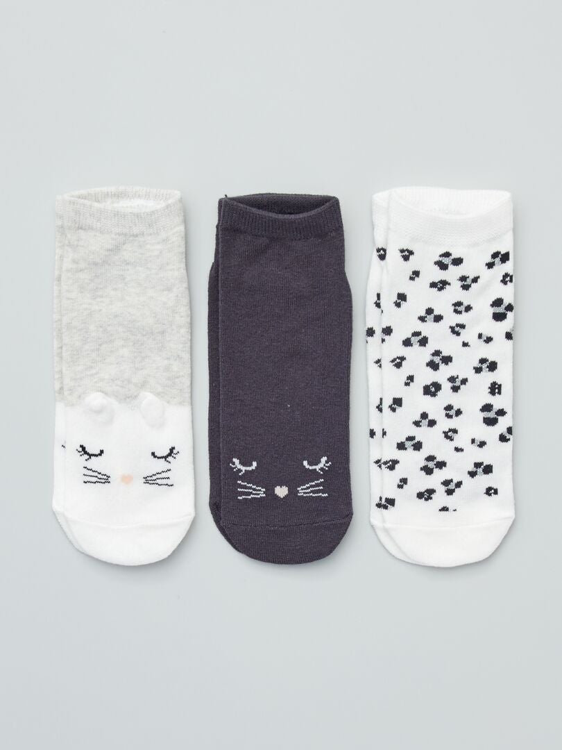 Pack de 3 pares calcetines fantasía gato - Kiabi